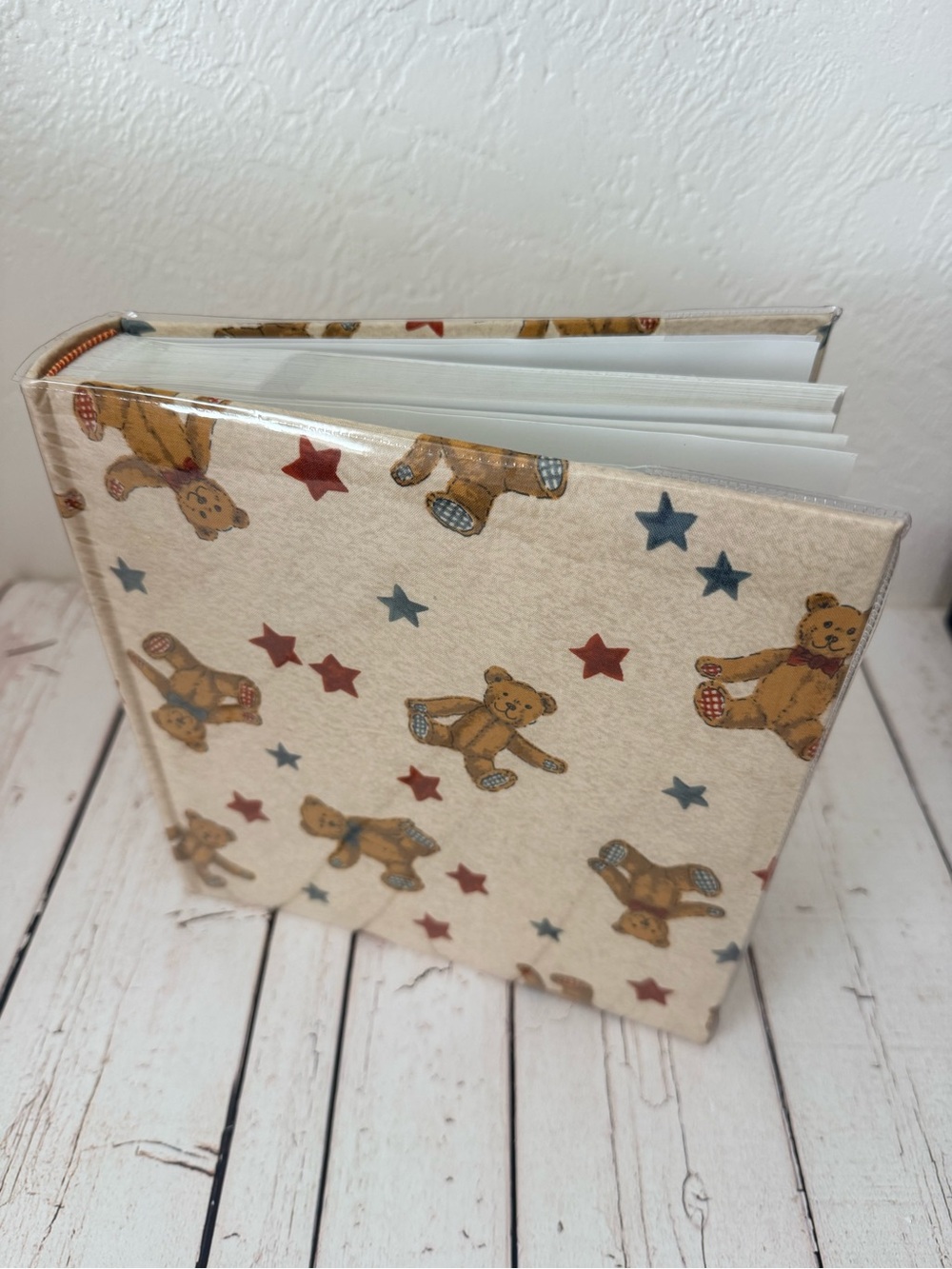 PIONEER Teddy Bear Kids Photo Album - Beige with Red & Blue Stars